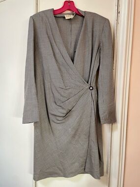 Emanuel Ungaro Black and White Wrap-Style Midi Dress